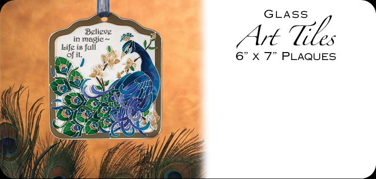 Hand Painted Glass Art Tile Plaques