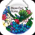 Suncatcher-SC230R-Indigo Hydrangea & Hummingbird/Bless our Home - Indigo Hydrangea & Hummingbird/Bless our Home