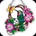 Suncatcher-SSB1038R-Hummingbird & Flowers - Hummingbird & Flowers